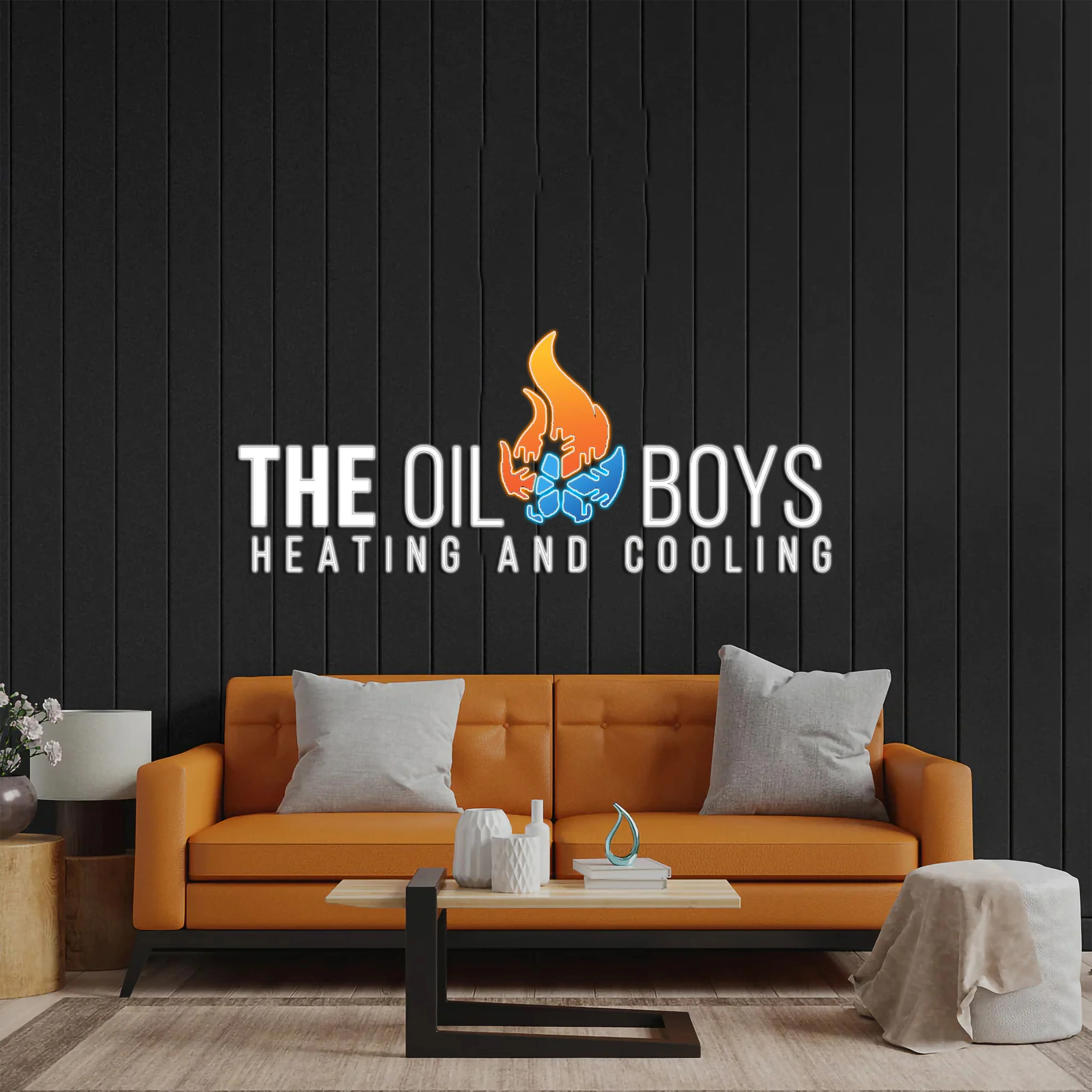 The Oil Boys Heating And Cooling - Premium Neon Artwork