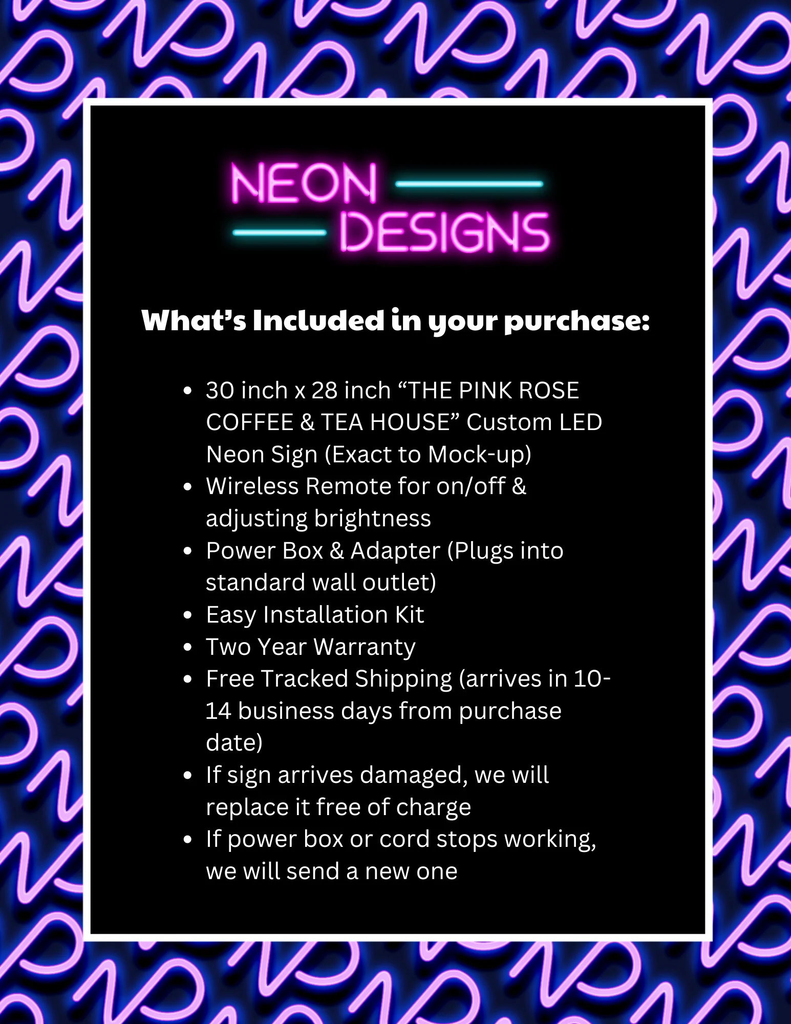 THE PINK ROSE COFFEE & TEA HOUSE - Premium Neon Artwork - Image 2
