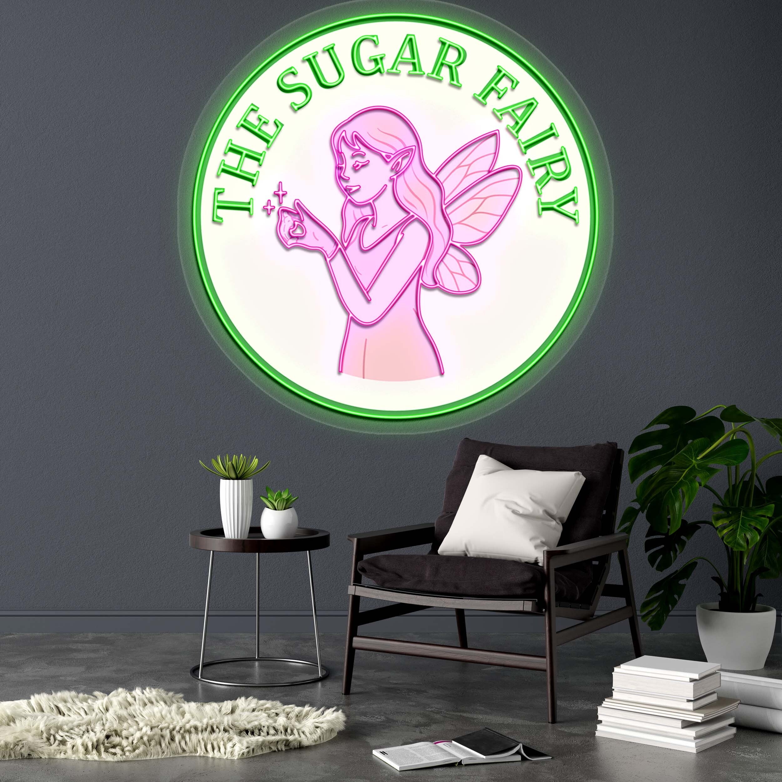 THE SUGAR FAIRY with intricate face - Premium Neon Artwork