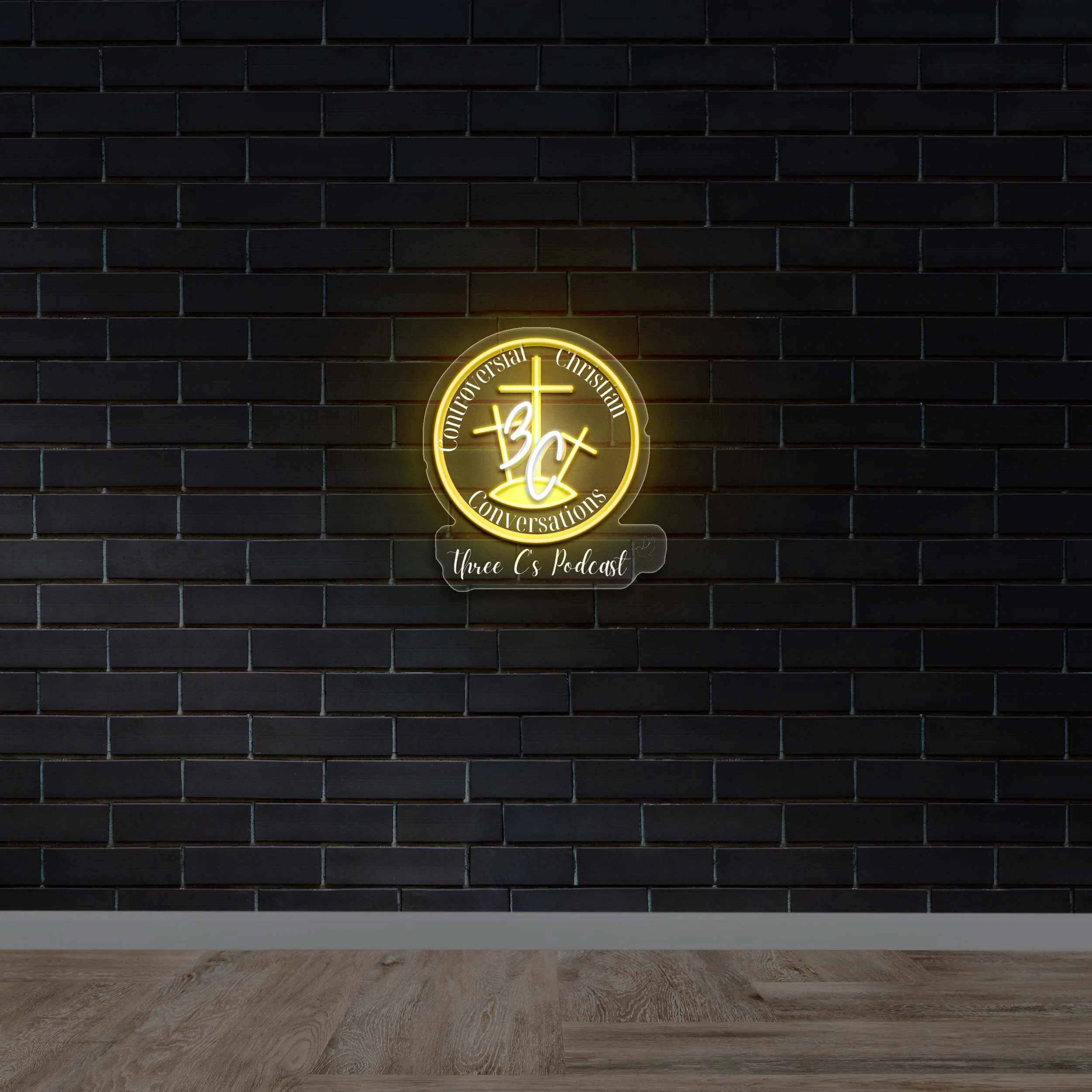 Three Cs Podcast Controversial Christian Conversations - Premium Neon Artwork