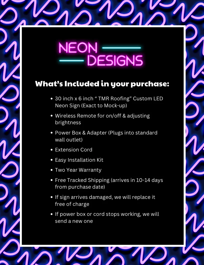 TMR Roofing - Premium Neon Artwork - Image 2