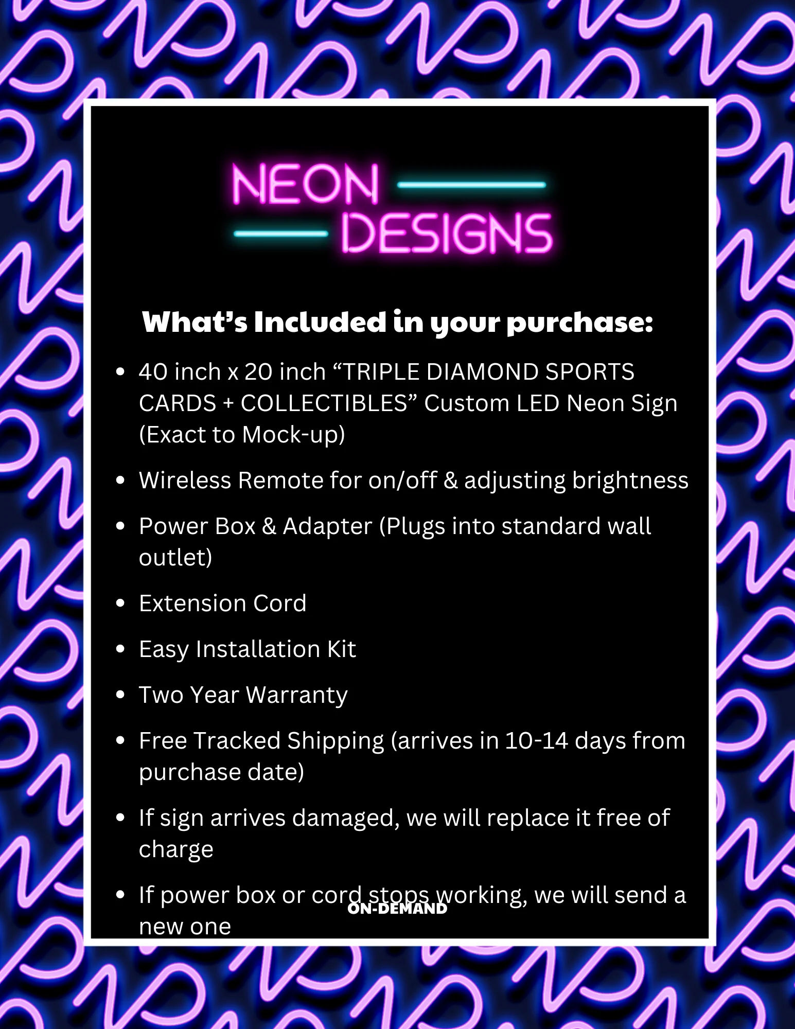 TRIPLE DIAMOND SPORTS CARDS + COLLECTIBLES - Premium Neon Artwork - Image 2