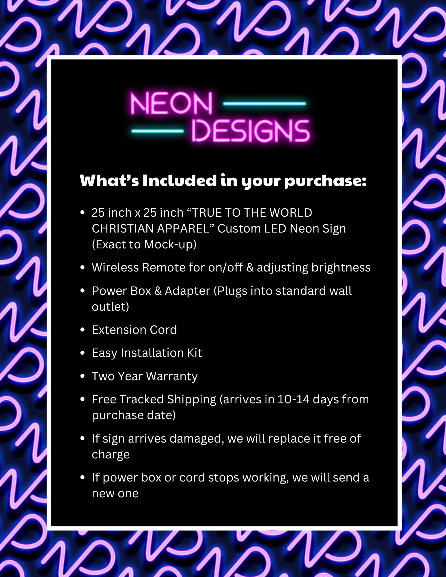 TRUE TO THE WORLD CHRISTIAN APPAREL - Premium Neon Artwork - Image 2