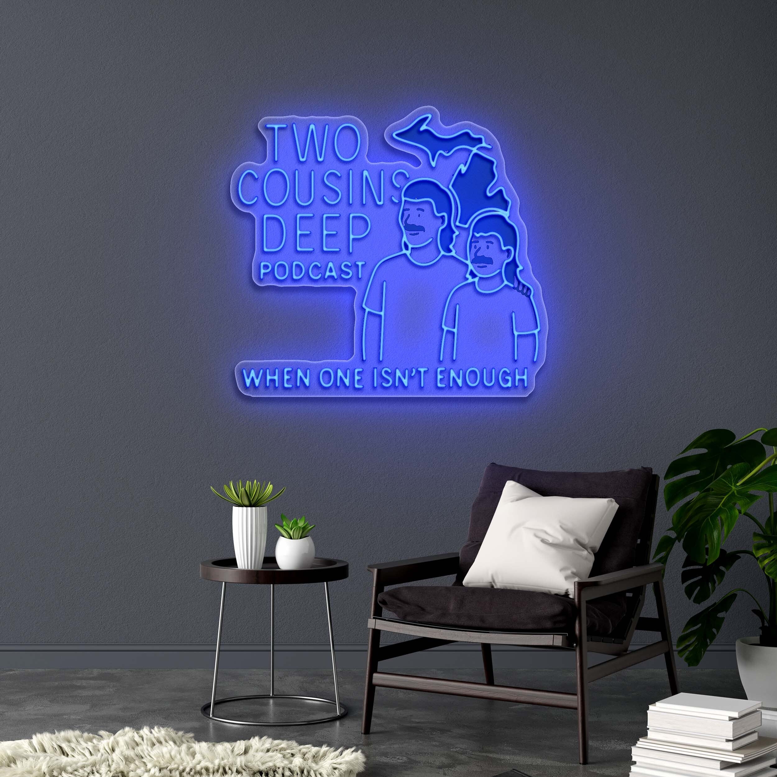 Two Cousins Deep Podcast - Premium Neon Artwork
