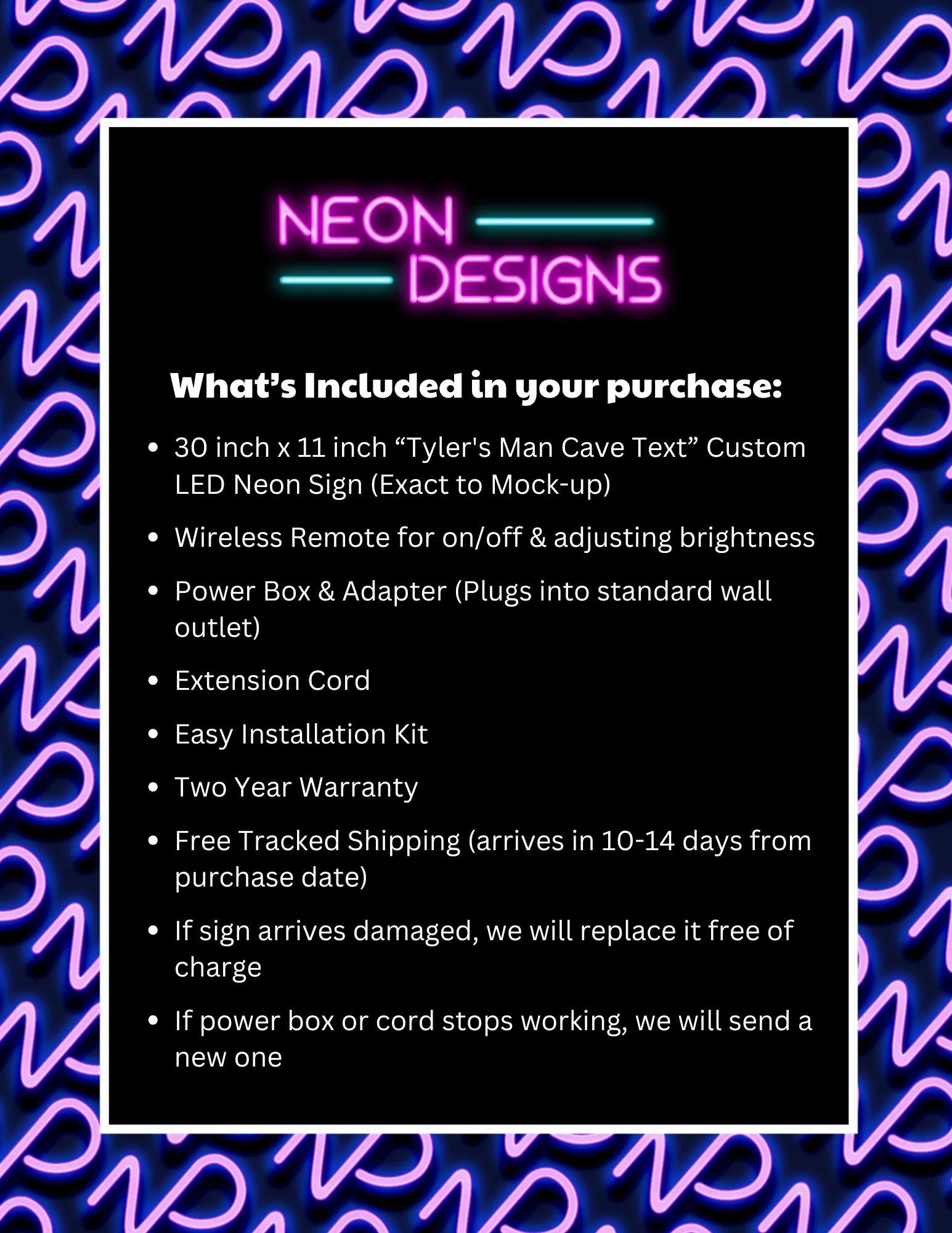 Tyler's Man Cave Text - Premium Neon Artwork - Image 2