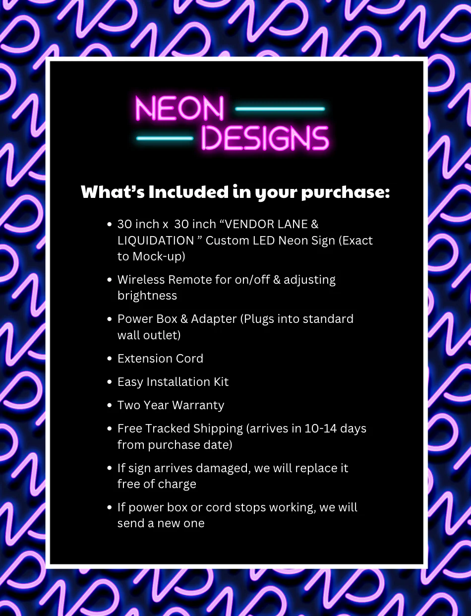 VENDOR LANE & LIQUIDATION - Premium Neon Artwork - Image 2