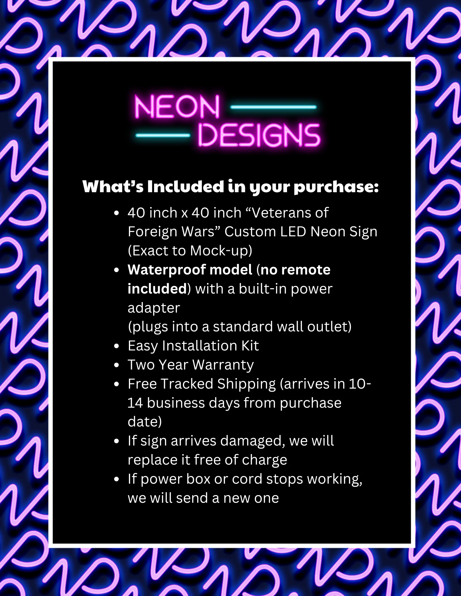 Veterans of Foreign Wars - Premium Neon Artwork - Image 2