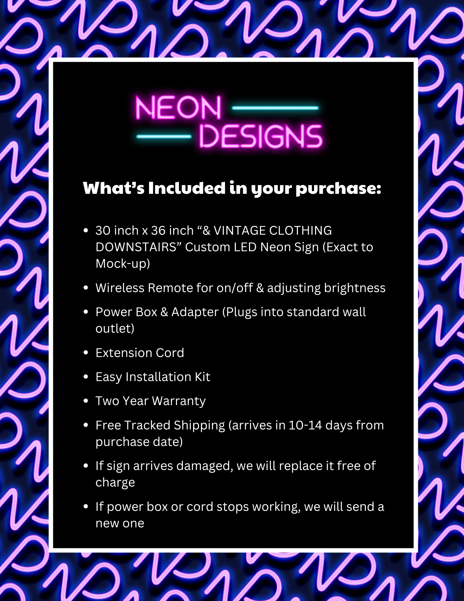 & VINTAGE CLOTHING DOWNSTAIRS  - Premium Neon Artwork - Image 2