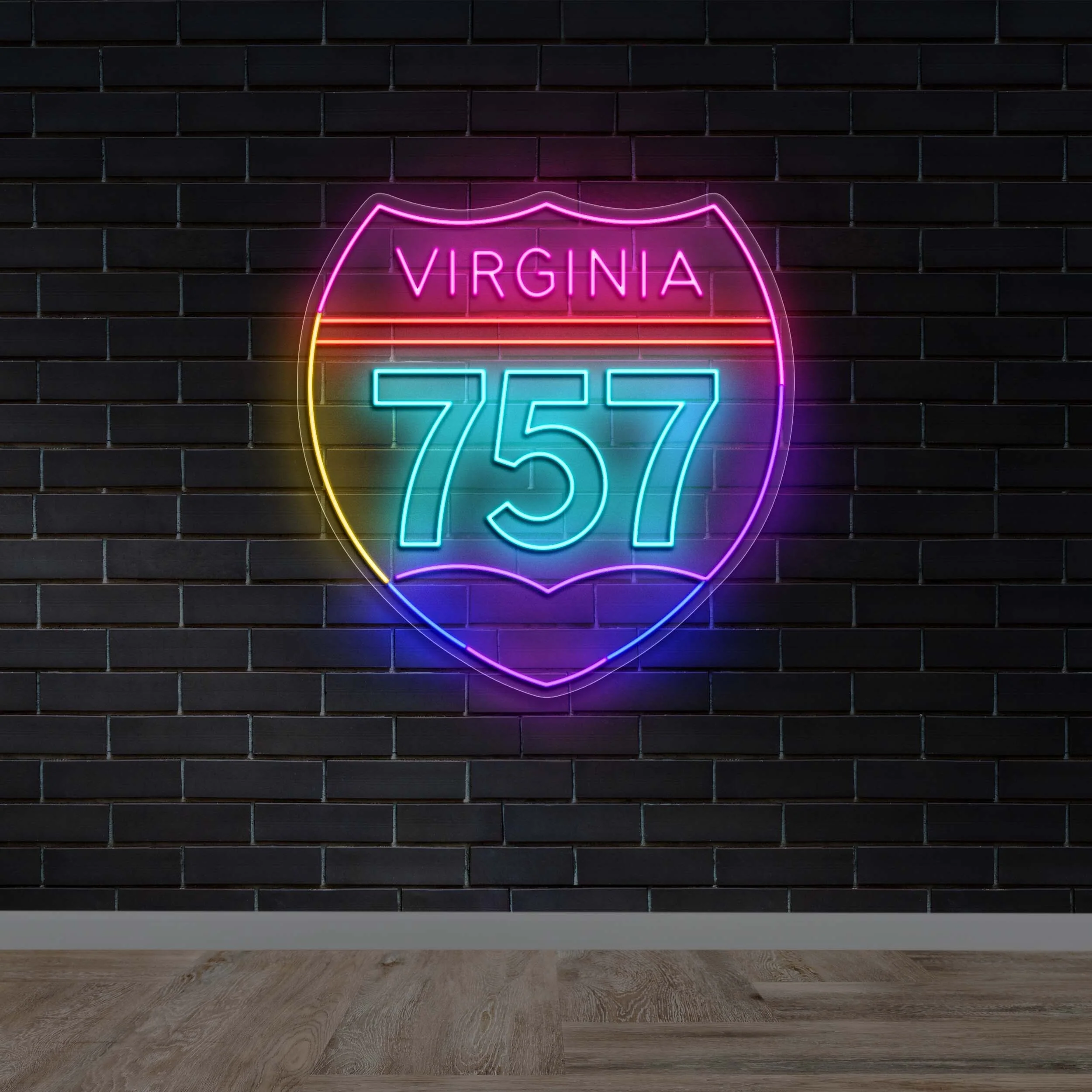 Virginia 757 Highway Shield - Premium Neon Artwork