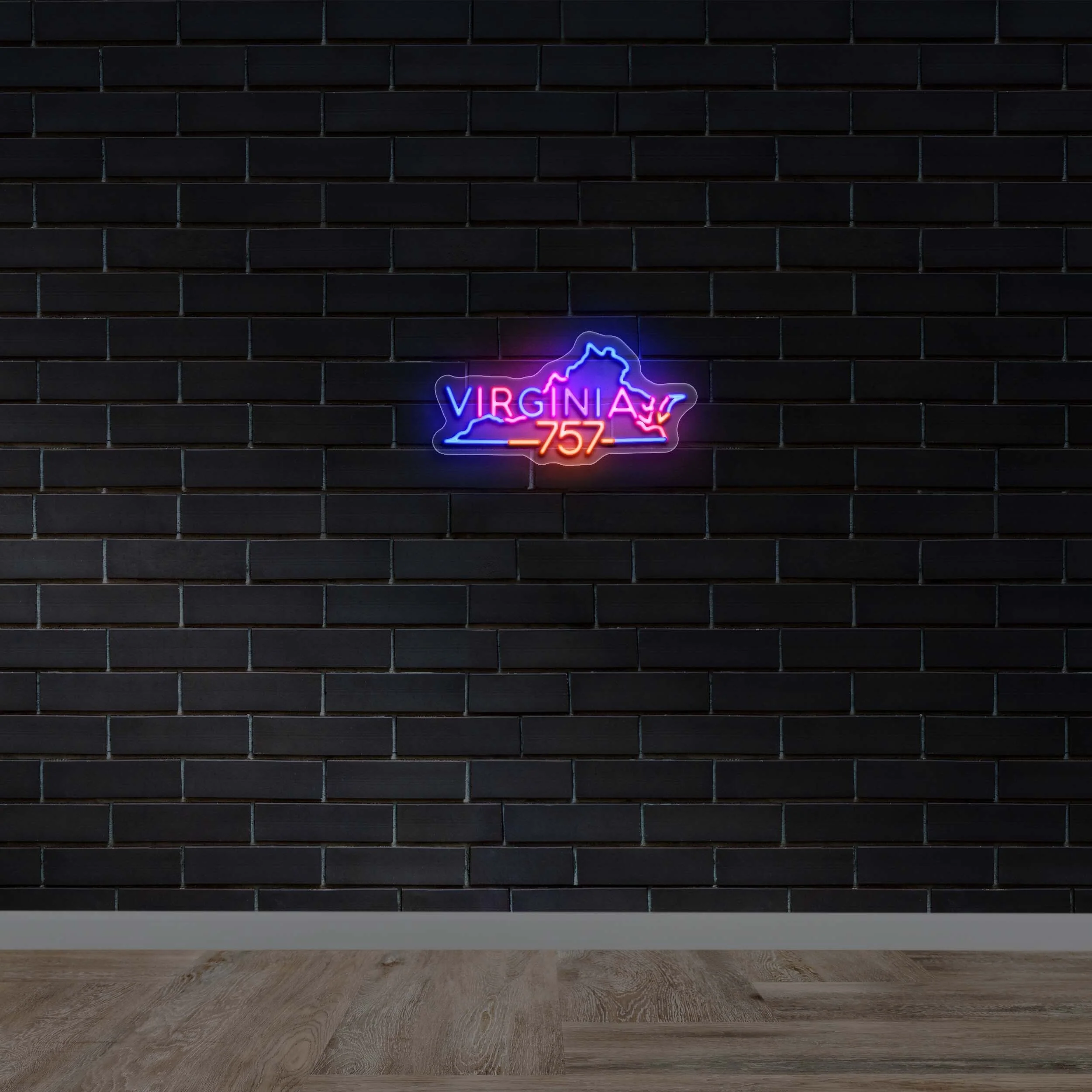 Virginia 757 State Outline - Premium Neon Artwork