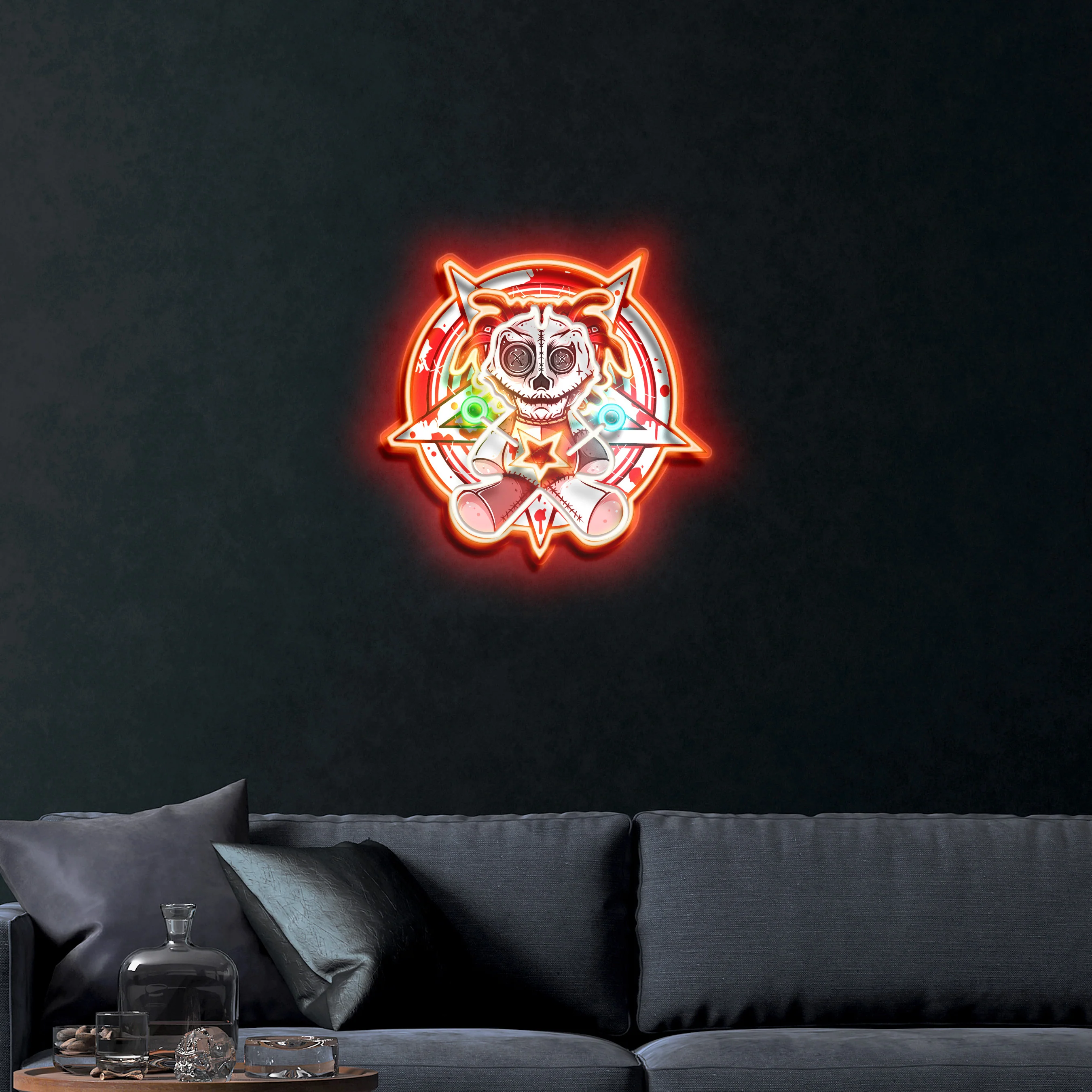 Voodoo Doll On Pentagram – Premium Neon Artwork