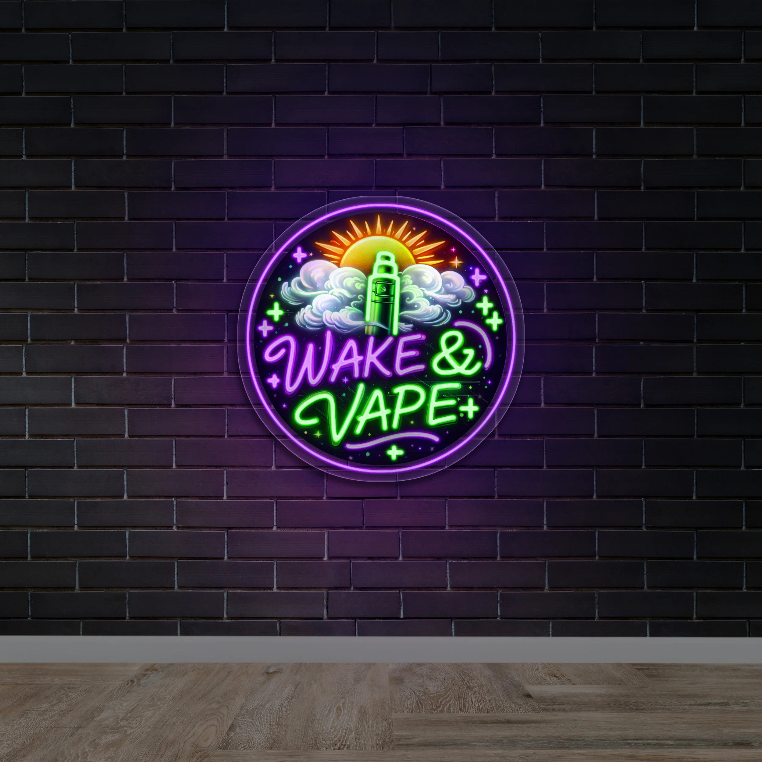 WAKE & VAPE - Premium Neon Artwork