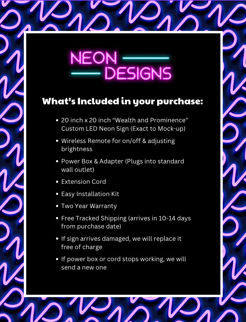 Wealth and Prominence - Premium Neon Artwork - Image 2