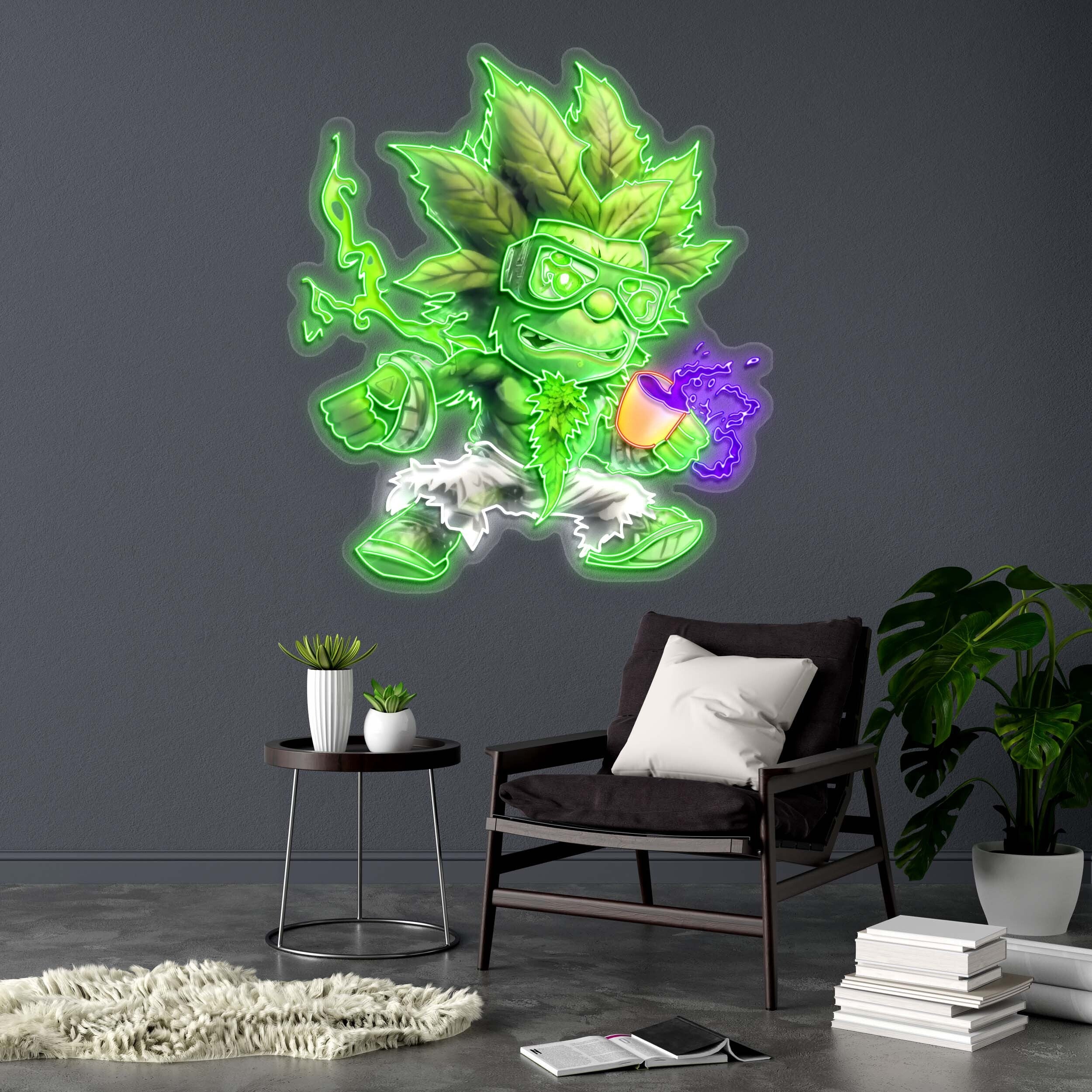 Weed Character - Premium Neon Artwork