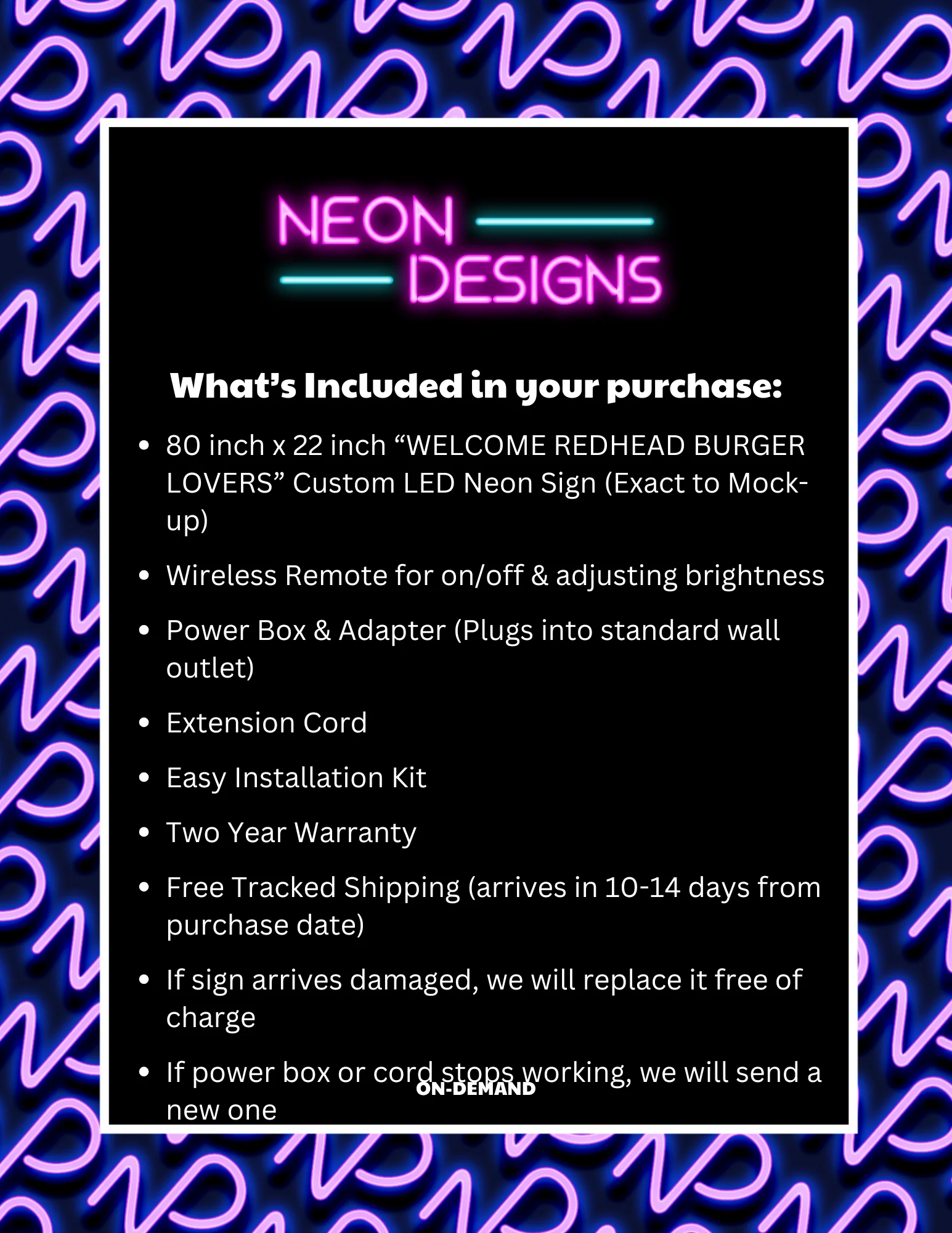 WELCOME REDHEAD BURGER LOVERS - Premium Neon Artwork - Image 2