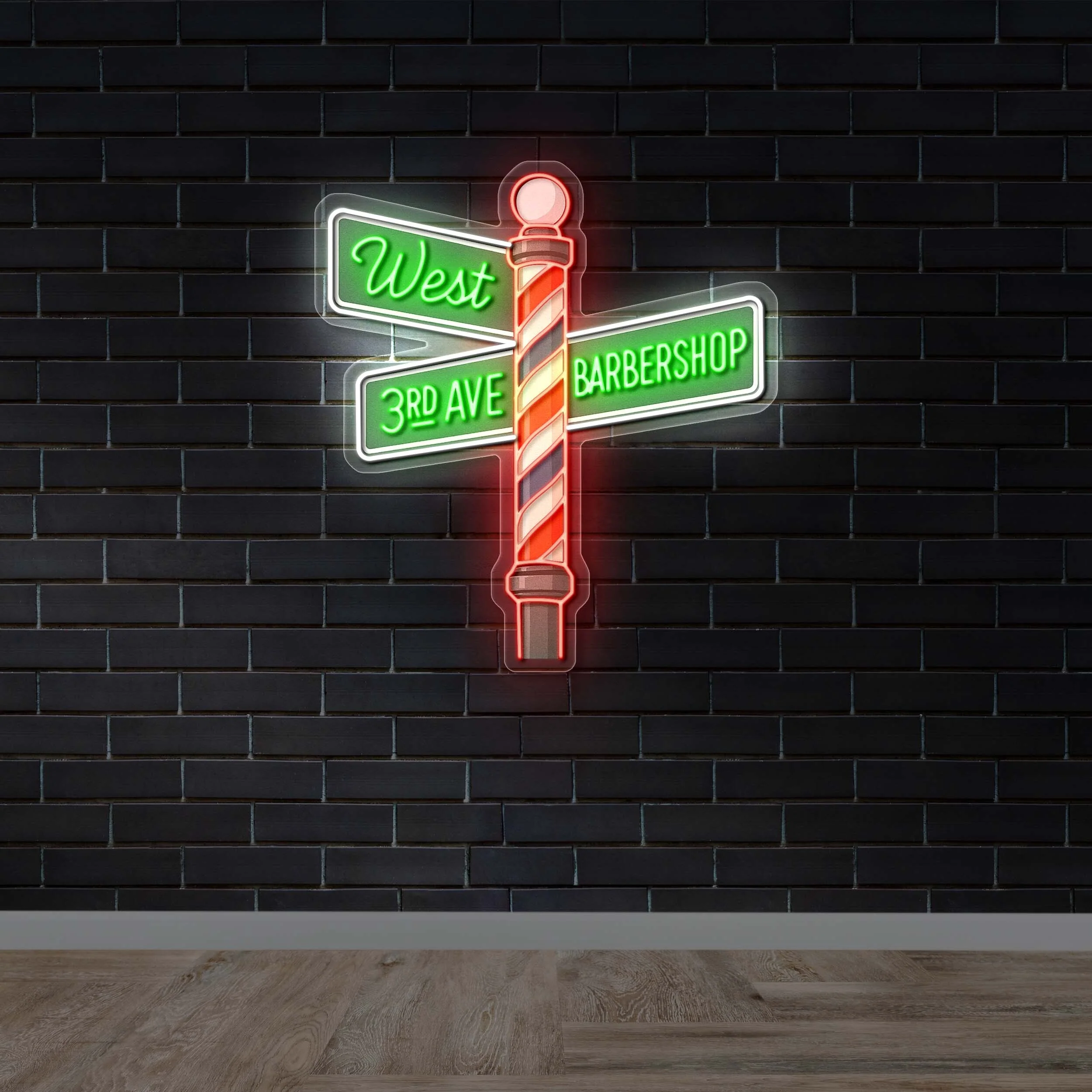 West 3rd Ave Barbershop (2nd version) - Premium Neon Artwork