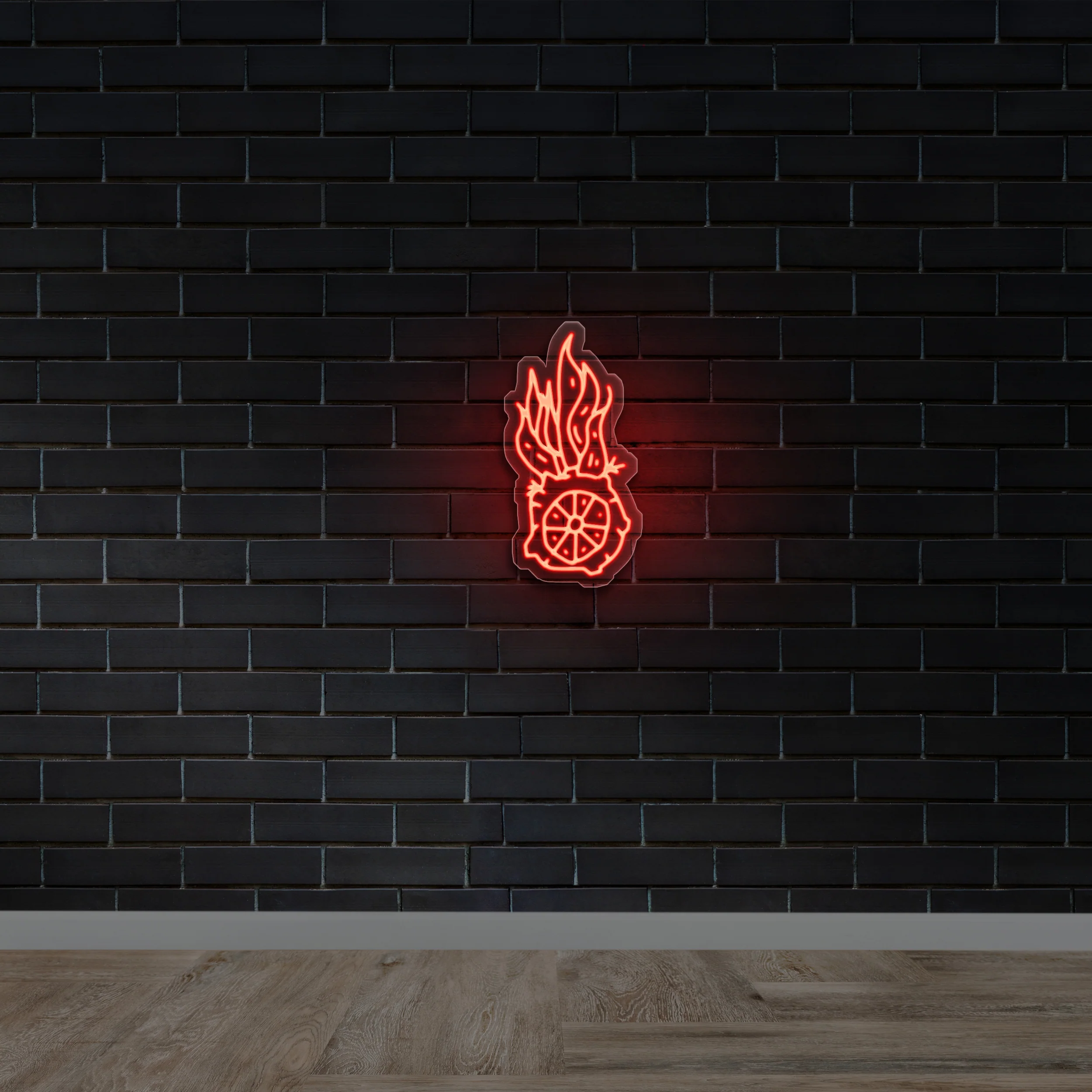 Wheel Fire Flame - Premium Neon Artwork