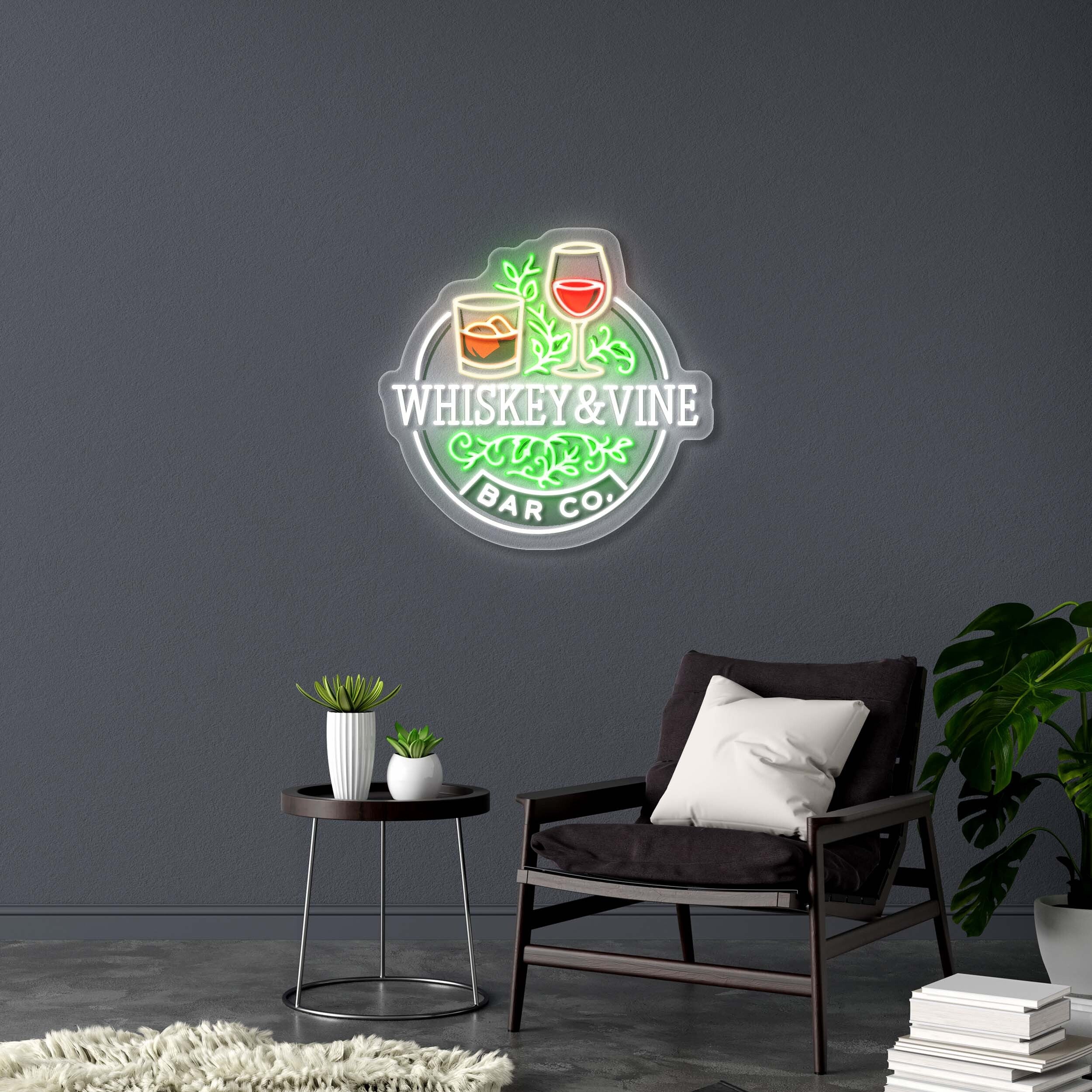 WHISKEY & VINE - Premium Neon Artwork