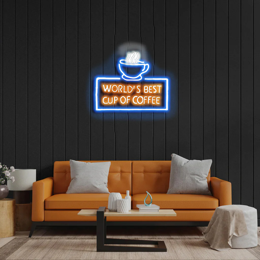 World's Best Cup Of Coffee - Premium Neon Artwork